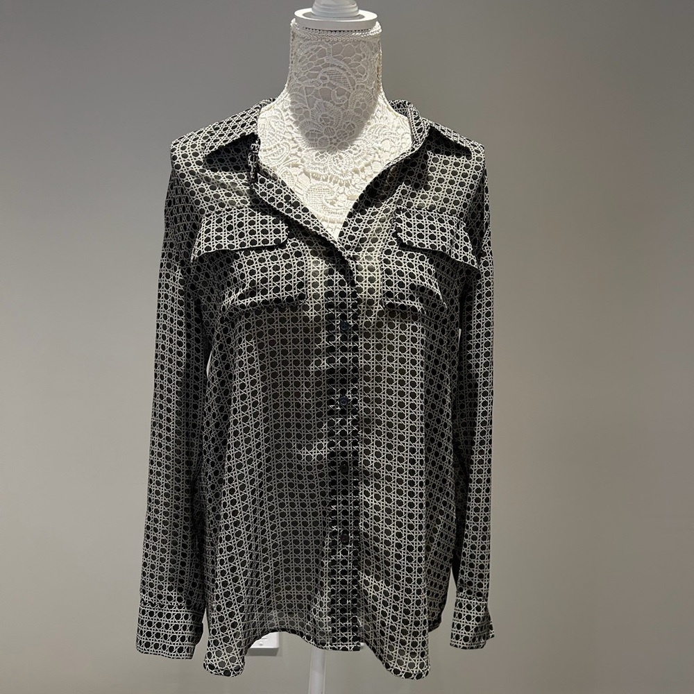 Charter Club Black and White Button Down Shirt